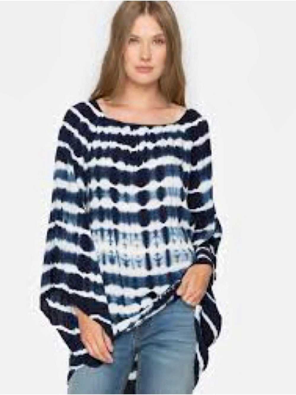 Johnny Was Pete & Greta Navy and White Tie-Dye Scoop Neck Tunic